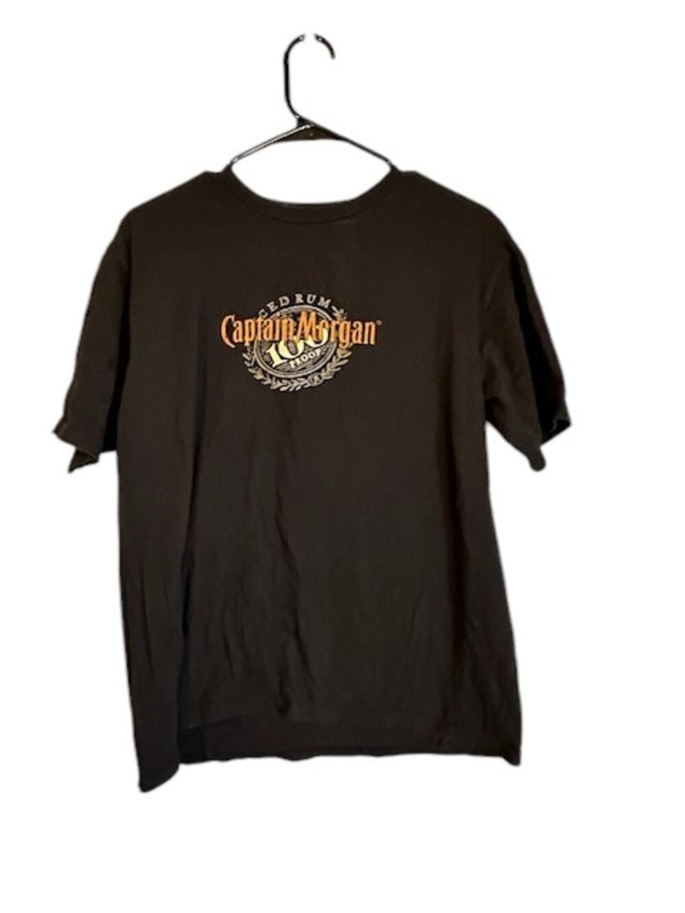 Tangerine Captain Morgan Black Cotton Short Sleeve Casual T-Shirt Women Sz L